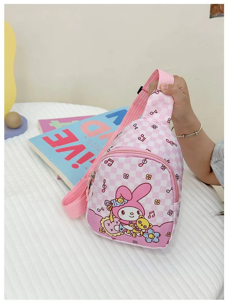 Sanrios Shoulder Bag Girls Hello Kitty Kuromi Cinnamoroll Crossbody Bags Outdoor Sport Travel Chest Pack Mini Coin Purse Gift