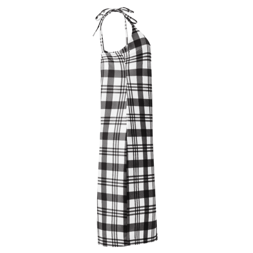 Black and White Plaid All-Over Print Slip Dress