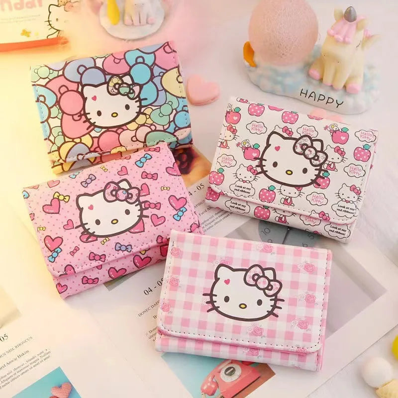Hello Kitty Wallets for Women Sanrios Cute Coin Purse Girls ID Card Holder Bags Travel Shopping Pocketbook Fashion Billfold Gift