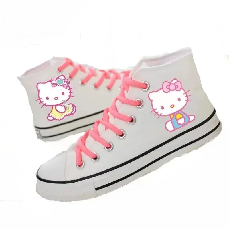 real pictures hello kitty cat 2025 New plus size Branded Students Soft Girl sports man white Canvas Shoes women Casual Shoes