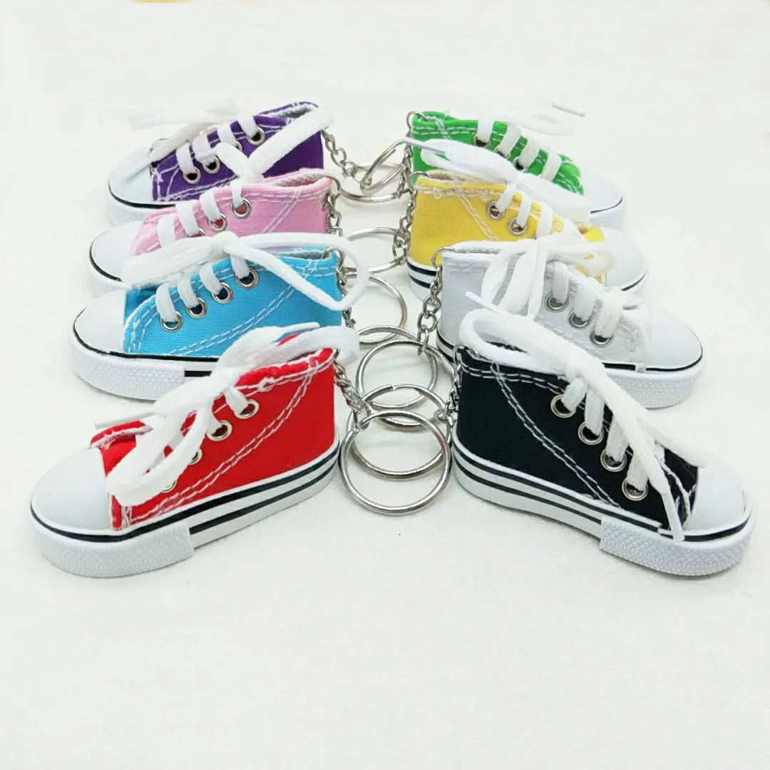 New Creative 3D Canvas Sneaker Tennis Shoe Keychain Cute Mini Sport Shoes Pendant Keyrings Car Simulation Trinket Bag Key Holder