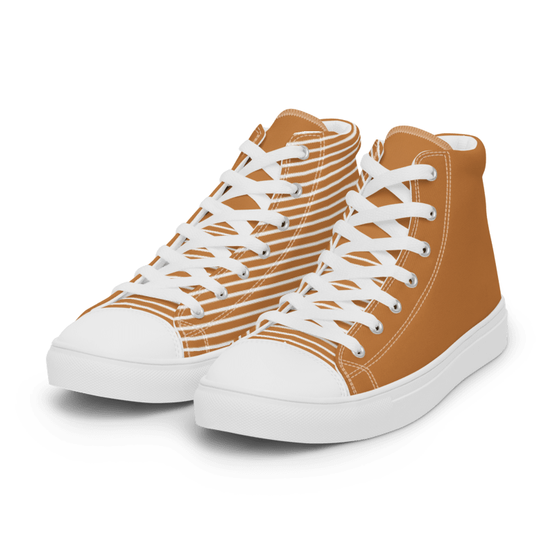 Cappuccino Stripe Women's High Top Canvas Shoes
