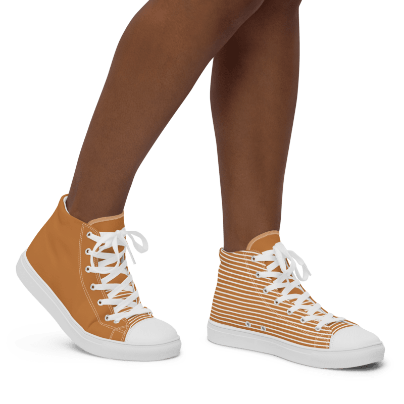 Cappuccino Stripe Women's High Top Canvas Shoes