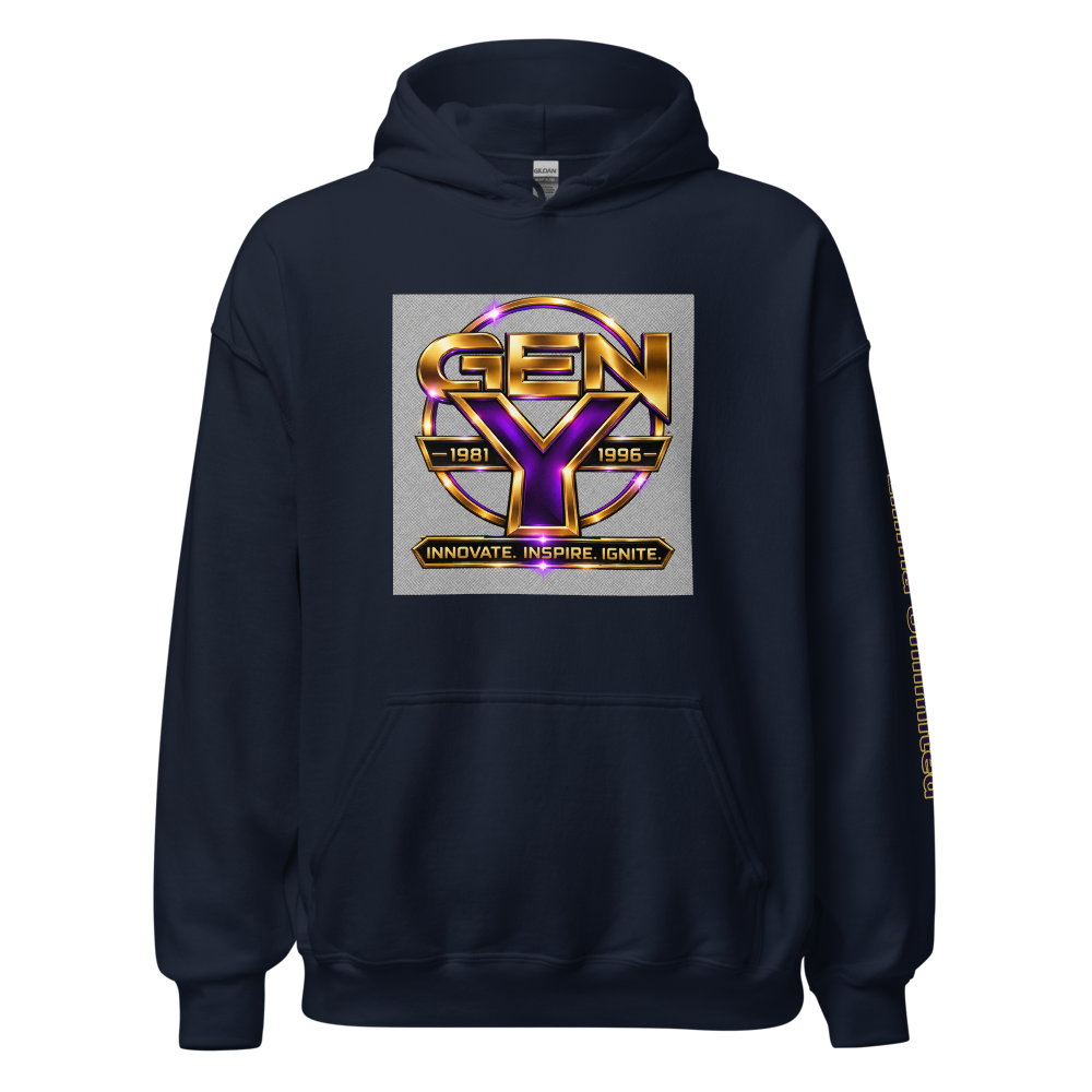 Ellima Unlimited Gen Y Purple Logo Unisex Heavy Blend Hoodie | Gildan 18500