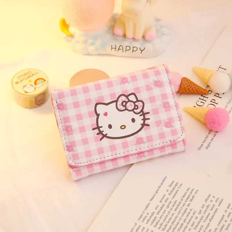Hello Kitty Wallets for Women Sanrios Cute Coin Purse Girls ID Card Holder Bags Travel Shopping Pocketbook Fashion Billfold Gift