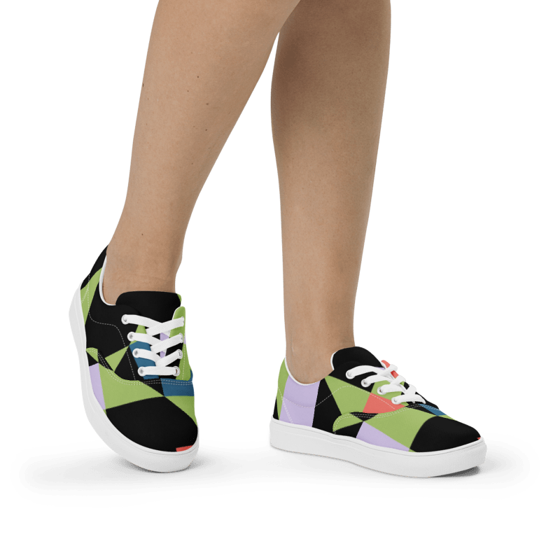Geometric Women's Lace-Up Canvas Shoes