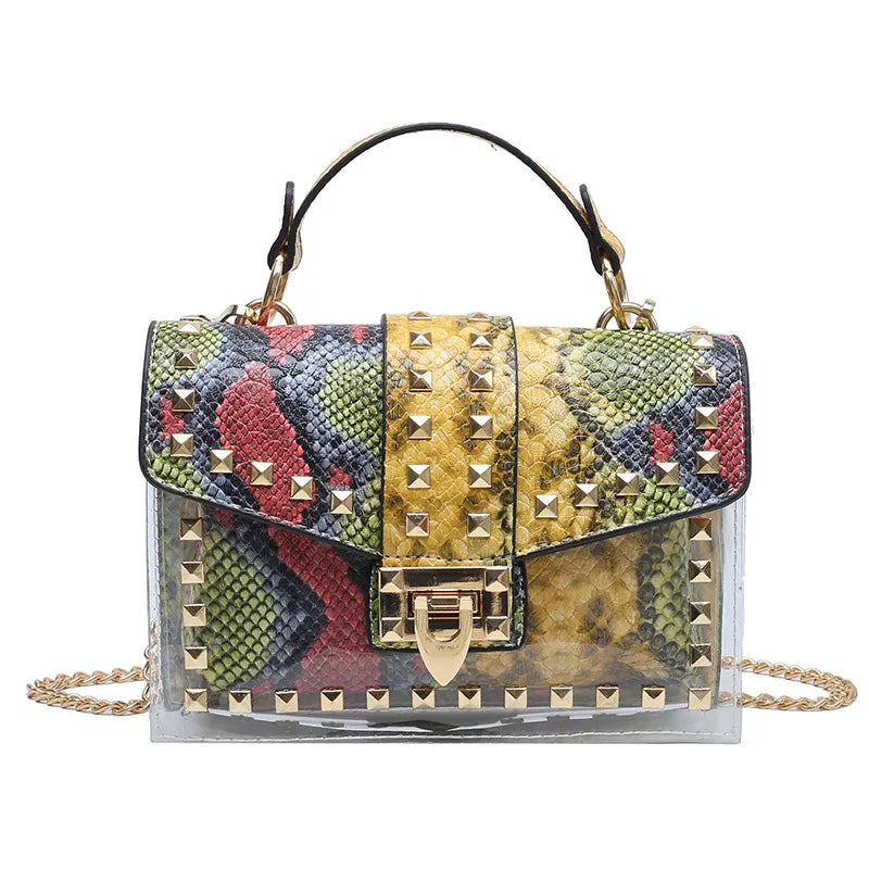 Fashion Shoulder Bag for Ladies High Quality Women Studded Graffiti Crossbody Bags Female Luxury Designer Summer Handbags
