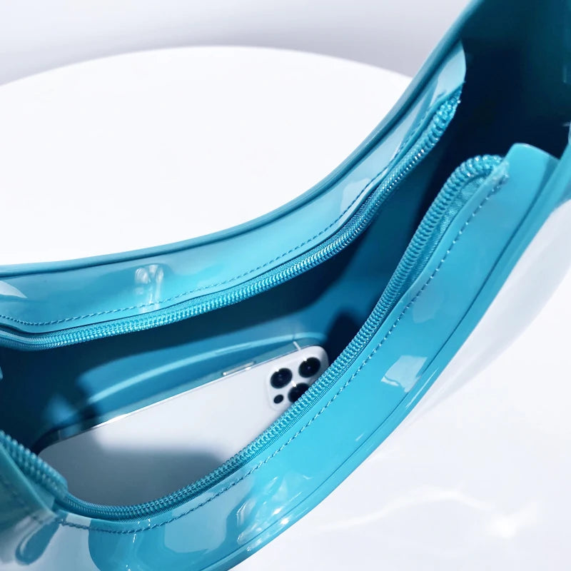 Fashion Silica Gel Jelly Crescent Bags For Women Luxury Designer Handbags Purses 2024 New In Top Handle Small Underarm Shoulder
