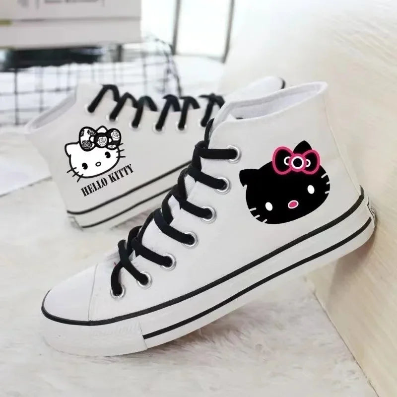 real pictures hello kitty cat 2025 New plus size Branded Students Soft Girl sports man white Canvas Shoes women Casual Shoes