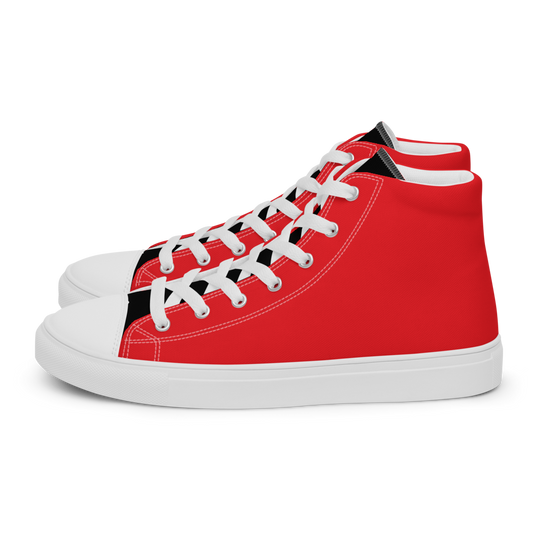 Red and Black Men's High Top Canvas Shoes