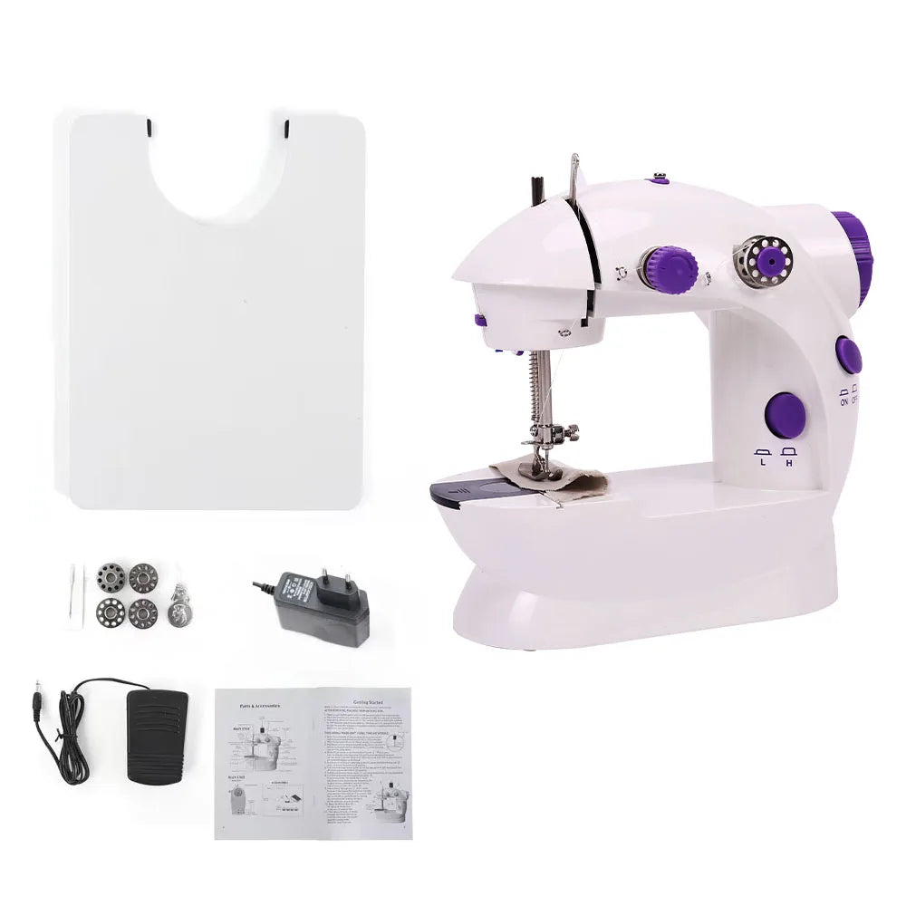 Household Electric Sewing Machine Beginner Dual Speed Portable Flat Bed Light Travel Craftsman DIY Mini Portable Foot Pedal