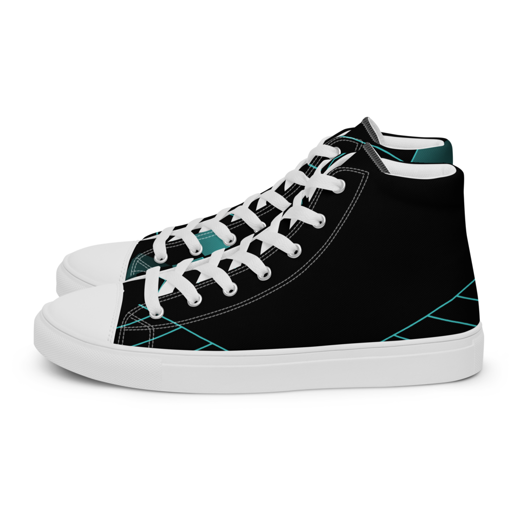 Men's Black/Aqua High Top Canvas Shoes