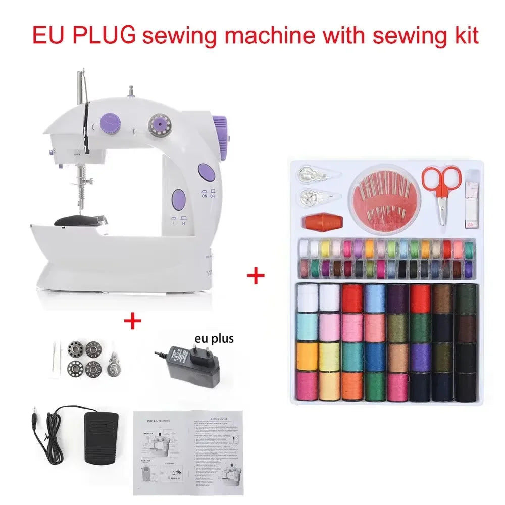 Household Electric Sewing Machine Beginner Dual Speed Portable Flat Bed Light Travel Craftsman DIY Mini Portable Foot Pedal