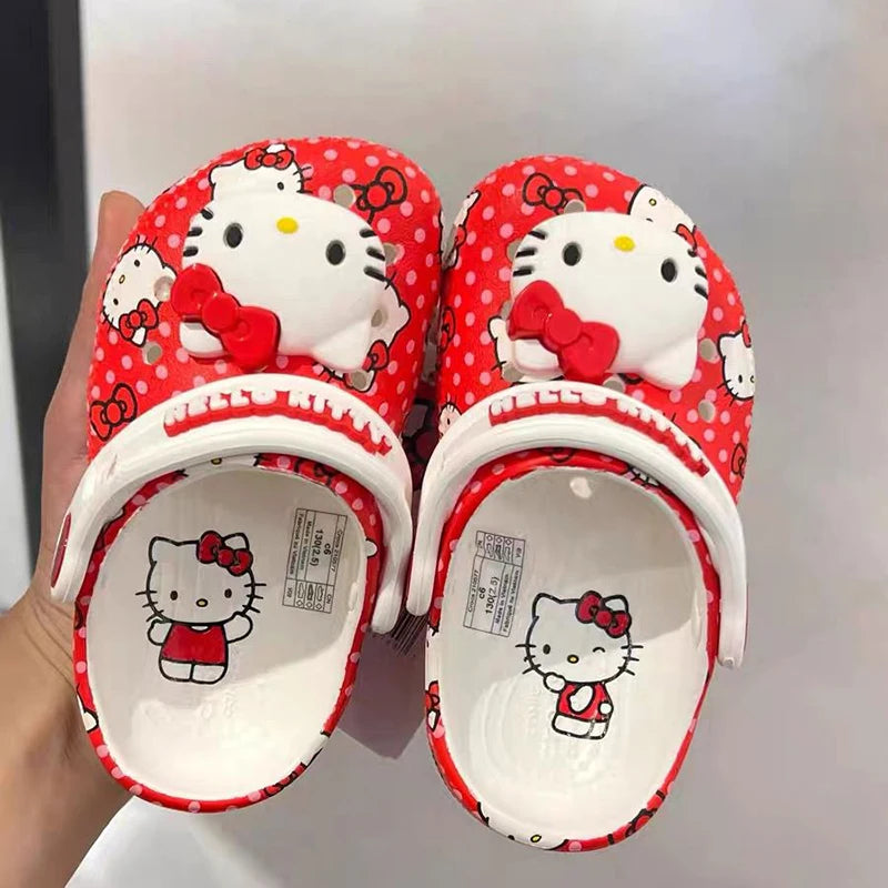 In Stock kawaii Hello Kitty Sanrio Hole Sandals Slippers Sandals Kawaii Eva Anime Home Beach Shoes Summer Slippers For Adult Kid