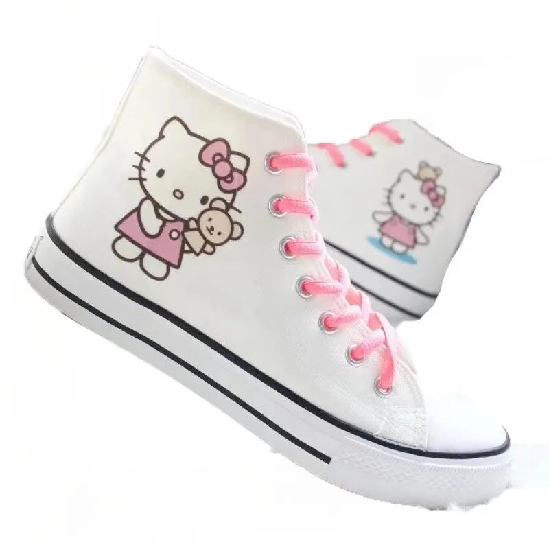 real pictures hello kitty cat 2025 New plus size Branded Students Soft Girl sports man white Canvas Shoes women Casual Shoes