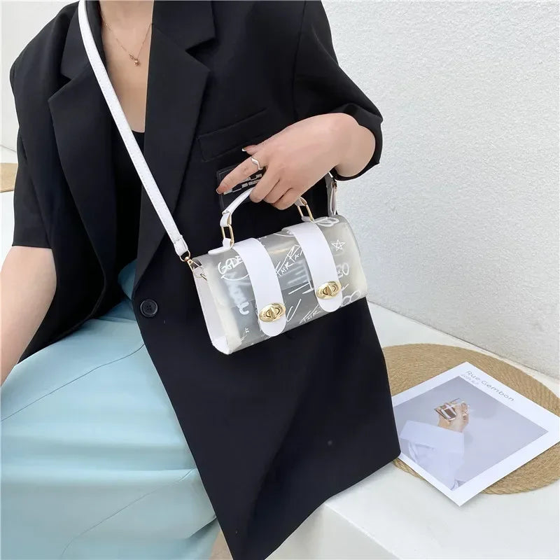 New Women Shoulder Bag PVC Transparent Graffiti Messenger Female Bag Small Designer Handbag Purse Crossbody Bags For Women