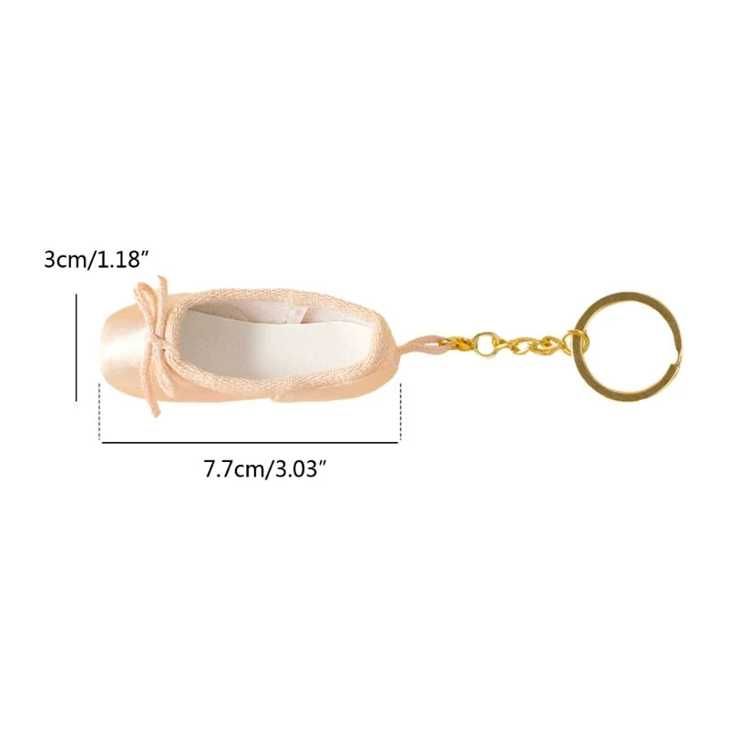 31BB Delicate Satin Pointe Shoes Keyring Mini Ballet Accessories Cute Keychain Charm Chain Bag Pendant for Dance Enthusiasts