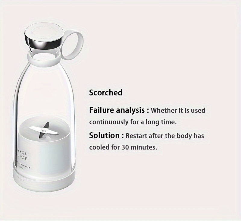 11.83oz Portable Electric Wireless Mini Fruit Blender Juicer - Perfect for On-the-Go!