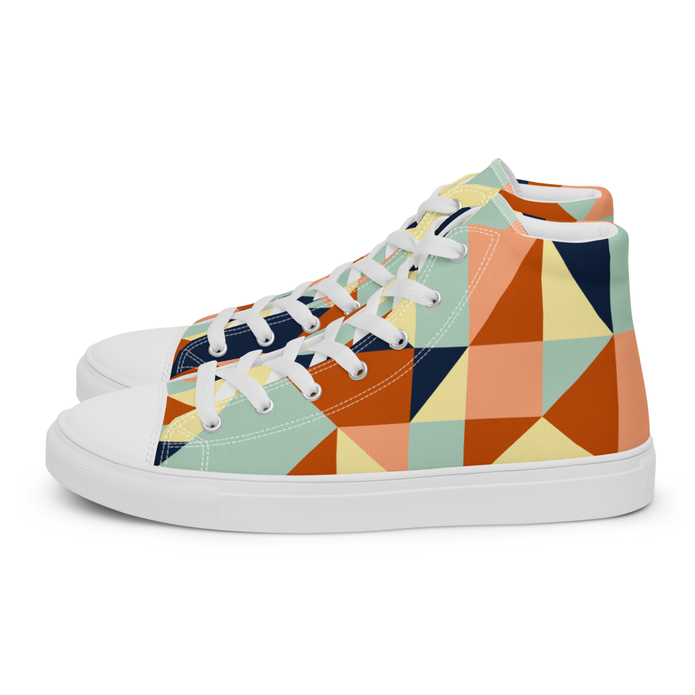 Geometric Color Block Women's High Top Canvas Shoes