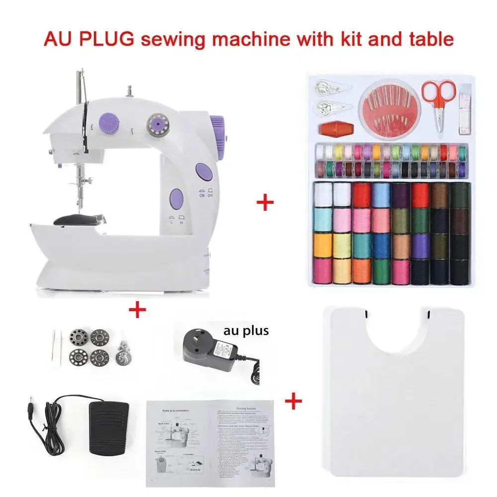 Household Electric Sewing Machine Beginner Dual Speed Portable Flat Bed Light Travel Craftsman DIY Mini Portable Foot Pedal
