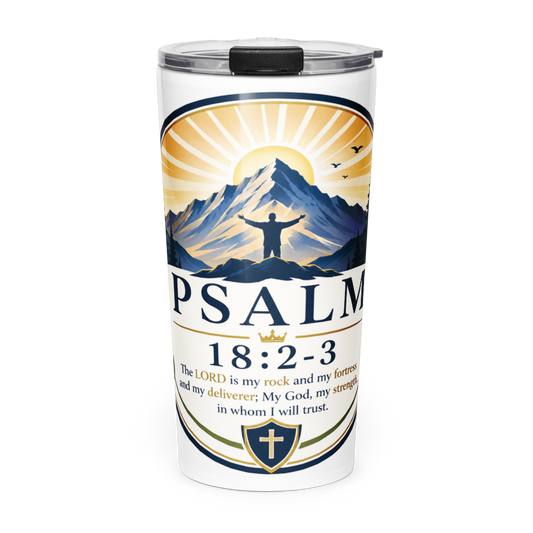 Psalm White Tapered Stainless Steel Tumbler 20 oz