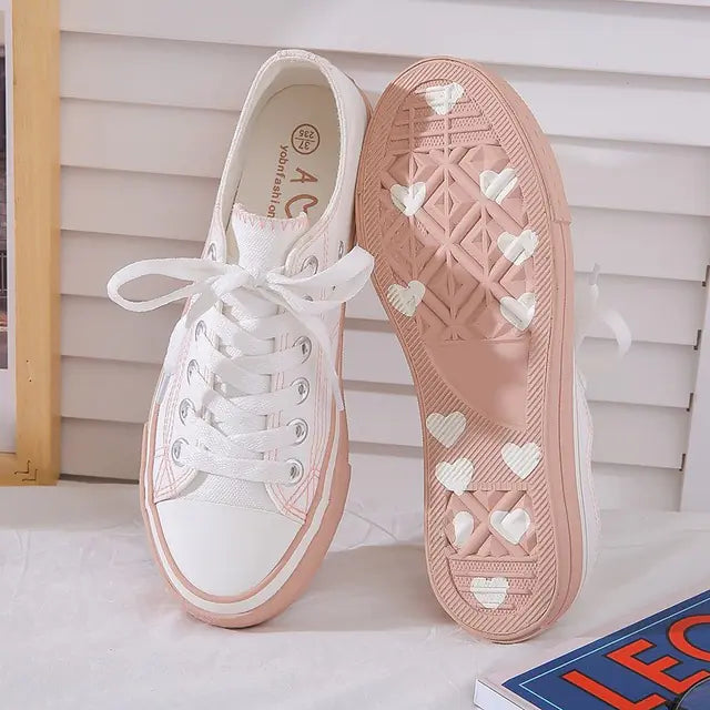 Women's Fashion Canvas Shoes in Candy Orange & White