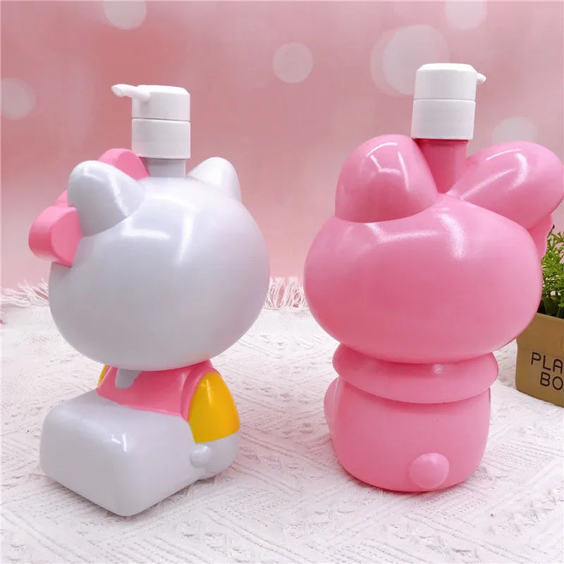 Sanrio Hello Kitty Bottle Liquid Soap Travel Dispenser Bottle Large Capacity Empty Press Type Shampoo Body Wash Lotion Container