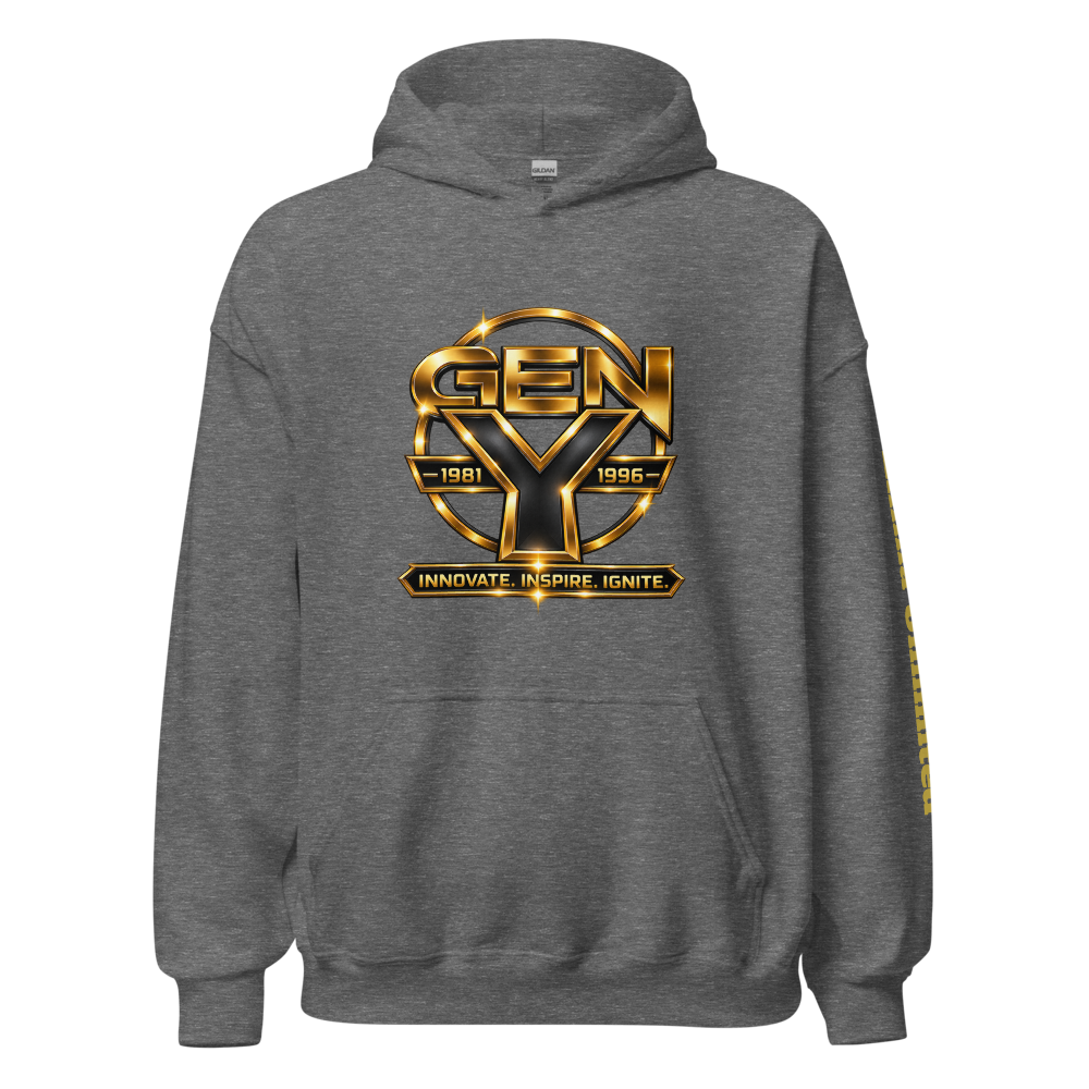 Ellima Unlimited Gen Y Gold Logo Unisex Heavy Blend Hoodie | Gildan 18500