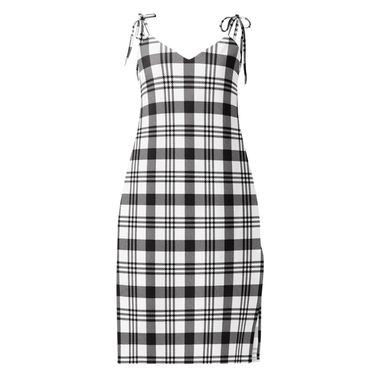 Black and White Plaid All-Over Print Slip Dress