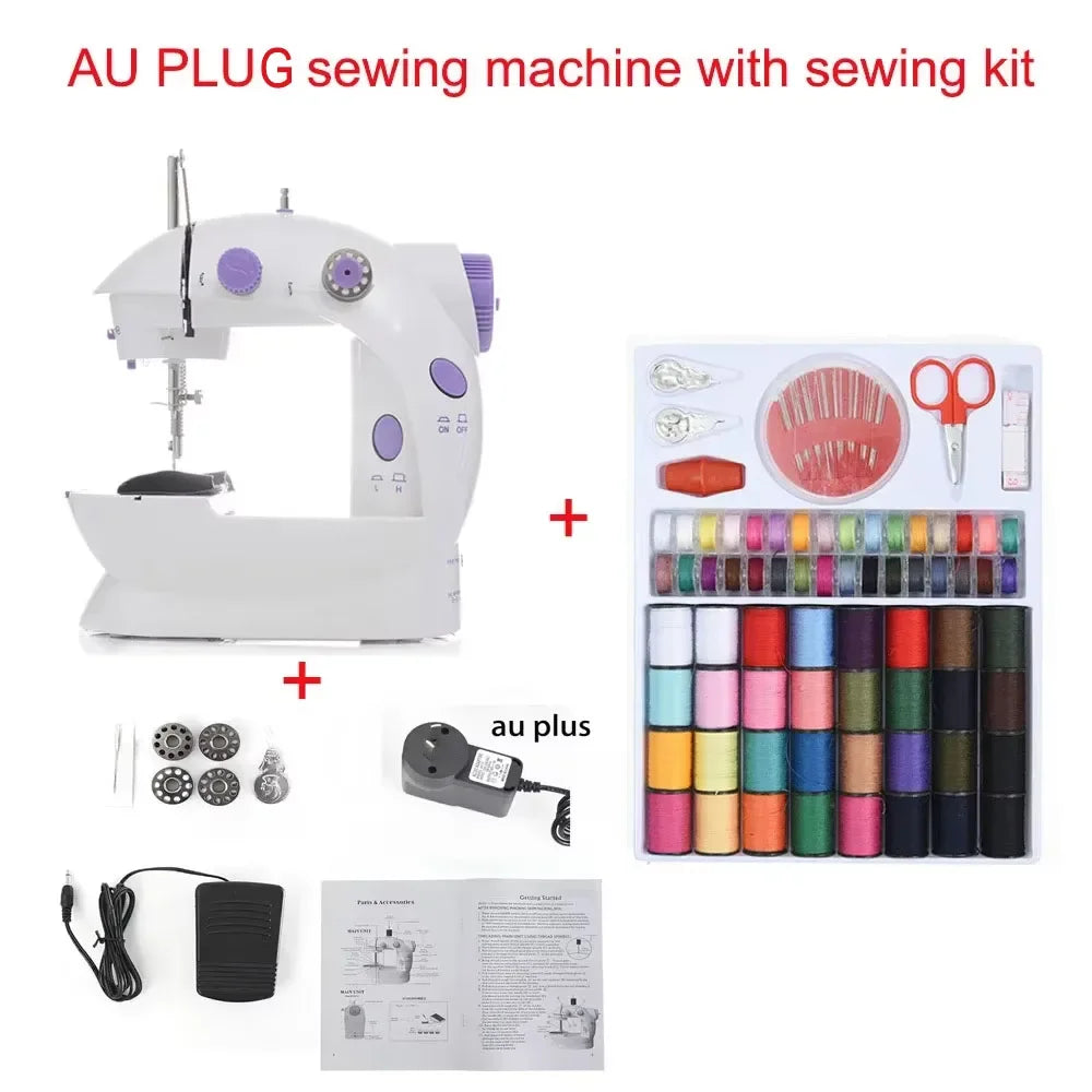 Household Electric Sewing Machine Beginner Dual Speed Portable Flat Bed Light Travel Craftsman DIY Mini Portable Foot Pedal