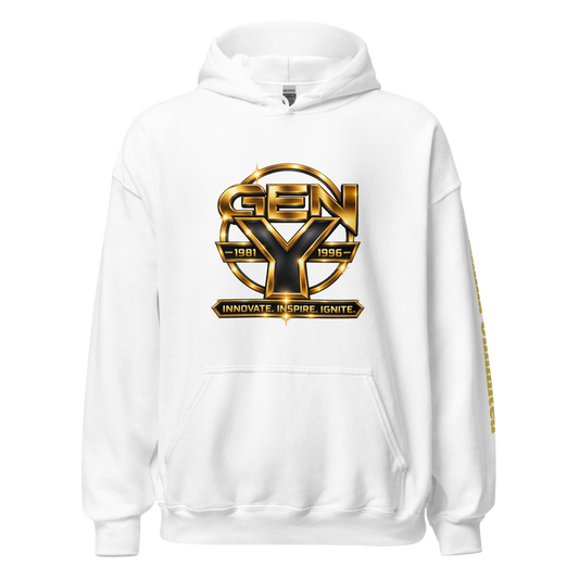 Ellima Unlimited Gen Y Gold Logo Unisex Heavy Blend Hoodie | Gildan 18500