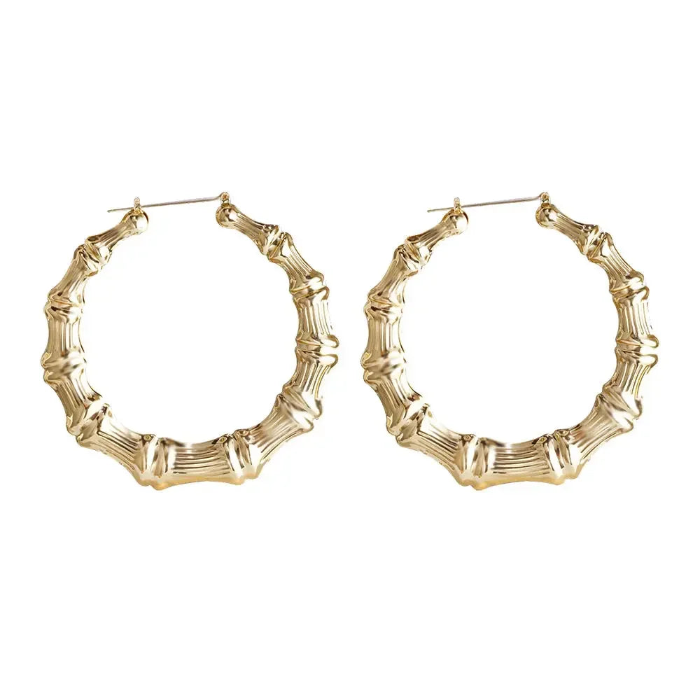 SOHOT Punk Style Bamboo Hoop Earrings Charm Gold Silver Color Letter Sexy Sign Basketball Wives Major Jewelry For Summer Party