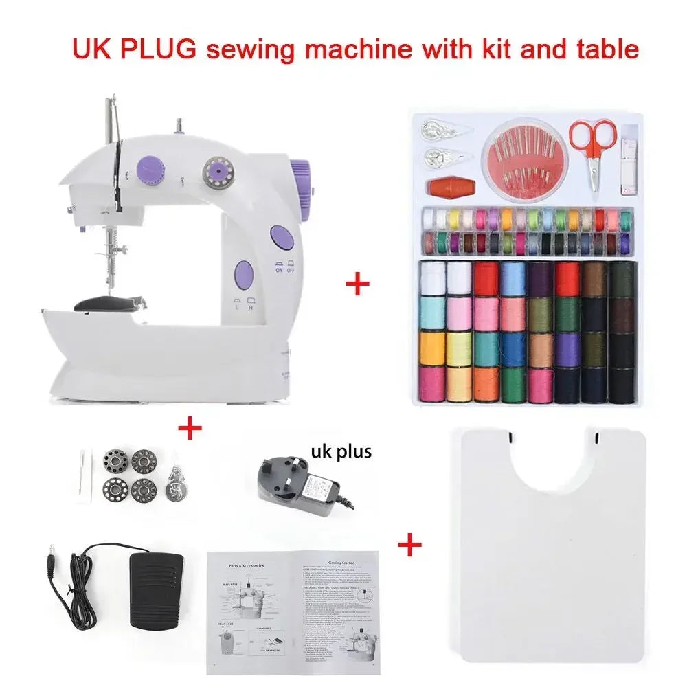 Household Electric Sewing Machine Beginner Dual Speed Portable Flat Bed Light Travel Craftsman DIY Mini Portable Foot Pedal