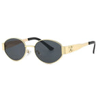 Luxury metal brand men's and women's sunglasses, unisex designer fashion sunglasses, oval shaped unisex fashion glasses