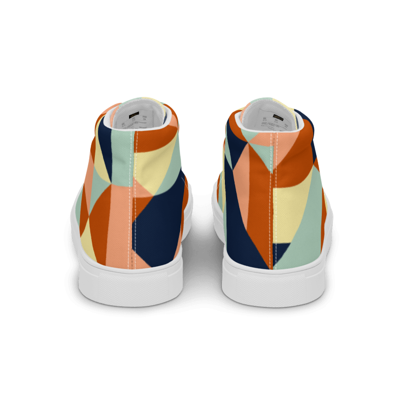 Geometric Color Block Women's High Top Canvas Shoes
