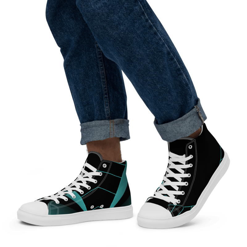 Men's Black/Aqua High Top Canvas Shoes