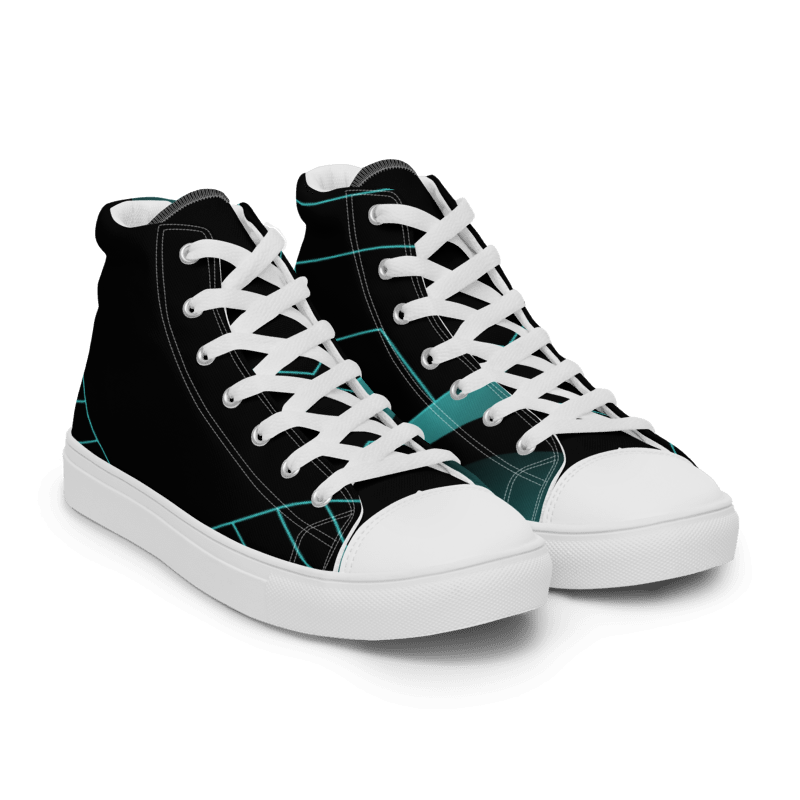 Men's Black/Aqua High Top Canvas Shoes