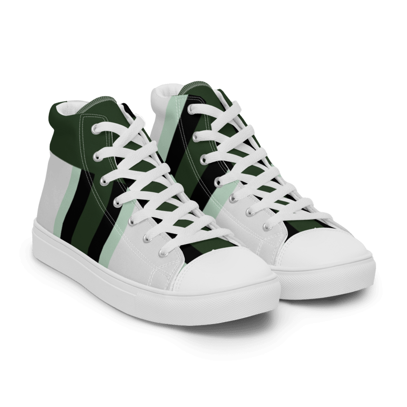 Men's Green Stripe High Top Canvas Shoes