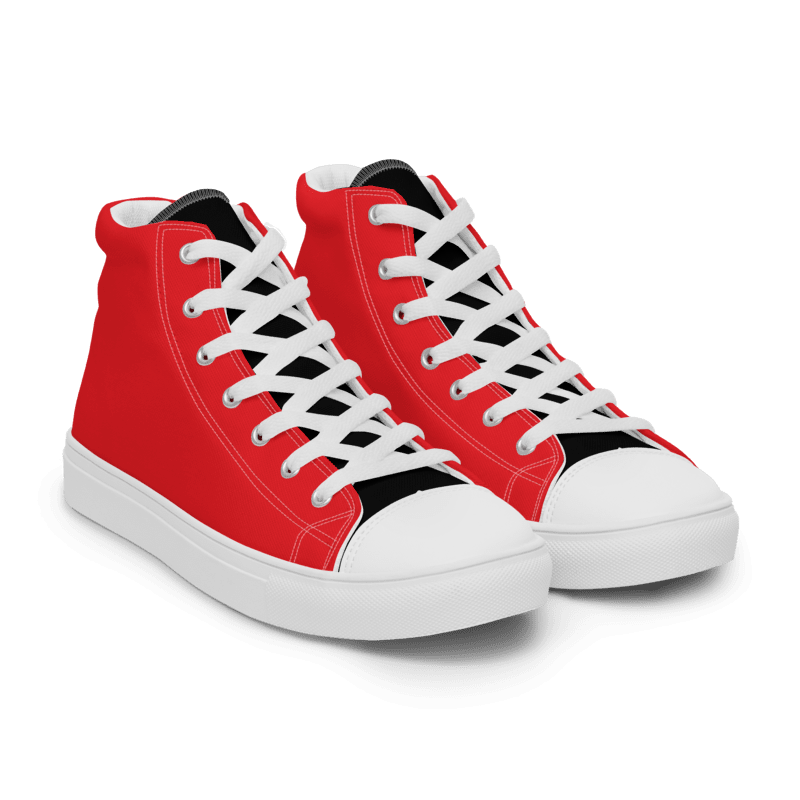 Red and Black Men's High Top Canvas Shoes