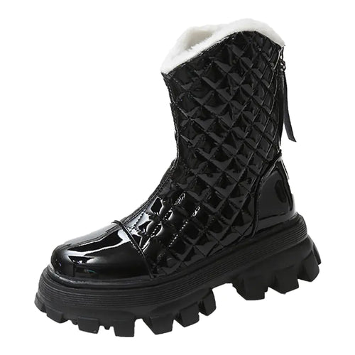 Casual Thick Heel Color Matching Velvet Boots
