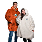 FOCO NFL Miami Dolphins Unisex Reversible Oversized Sherpa Hoodie Sweatshirt Big Logo HoodeezReversible Oversized Sherpa Hoodie Sweatshirt Big Logo Hoodeez Team Color One Size