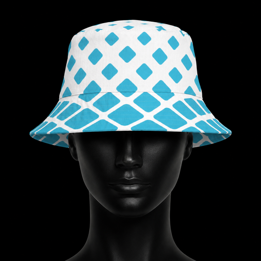 Blue Geometric All-Over Print Reversible Bucket Hat