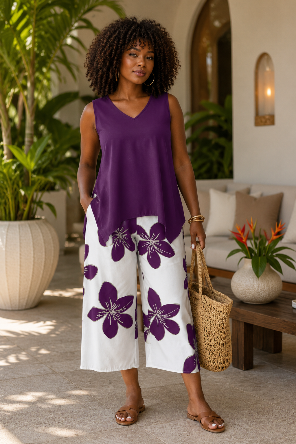 Plus Size Two Pieces Floral Patchwork Sets