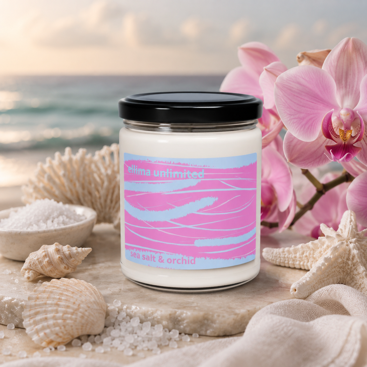 Sea Salt and Orchid Scented Soy Candle, 9oz