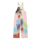 Men's Denim Suspender Pants with Graffiti Design