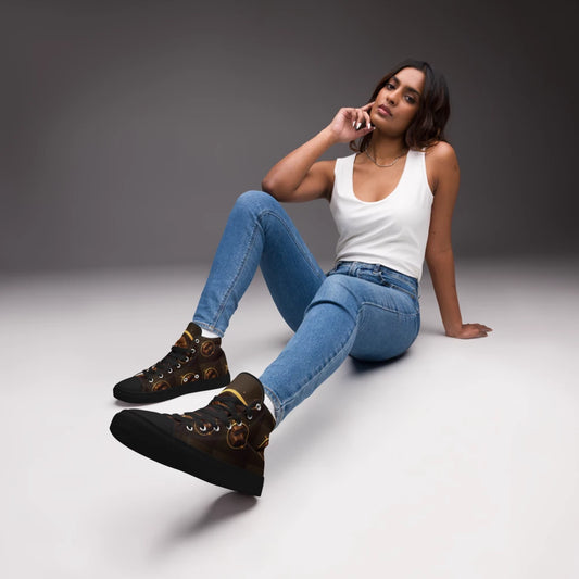 Ellima Unlimited Chocolate Women's High Top Canvas Shoes