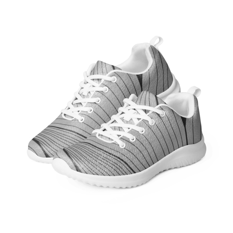 Gray Striped Women's Athletic Shoes