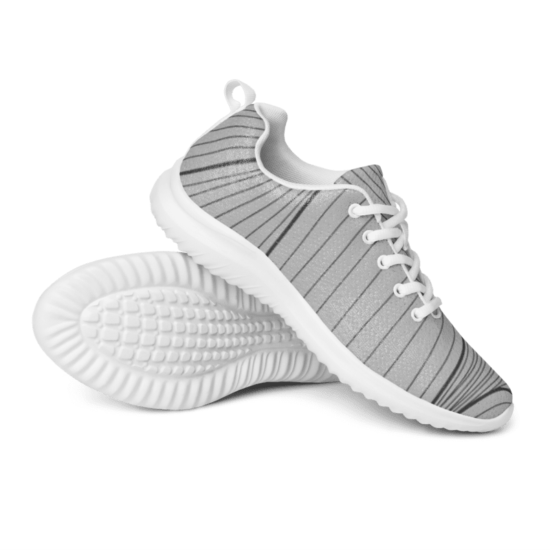 Gray Striped Women's Athletic Shoes