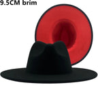 Two tone Fedoras Jazz Hats Cowboy Hats For Women And Men Double-sided Color Cap Red With Black Wool Bowler Hat Wholesale шапка