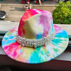 Tie-dye fedora hat wholesale autumn and winter graffiti letters monochrome hat unisex hand-painted felt winter hat шляпа женская
